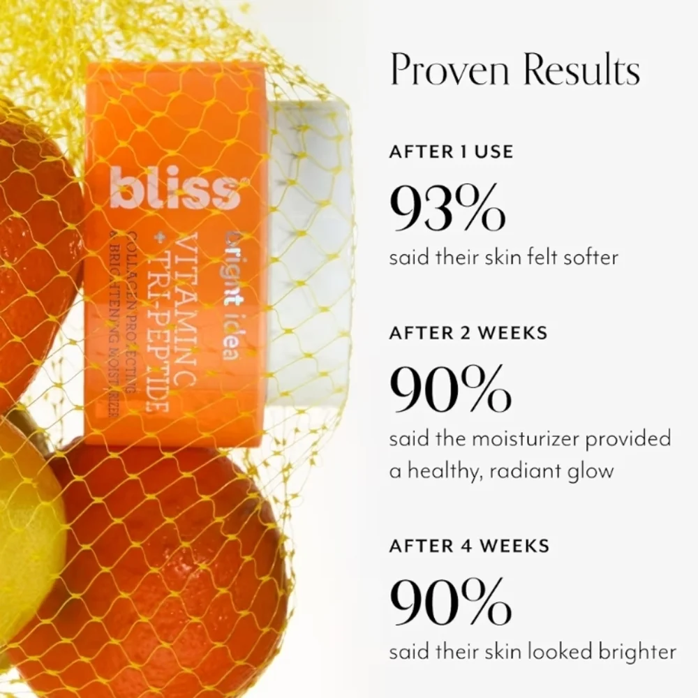 Bliss Bright Idea Brightening Moisturizer w/Vitamin C & Tri-peptides, 50ml, NIB - Picture 5 of 6